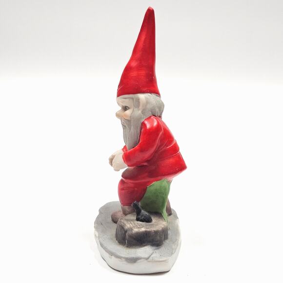 RARE Vintage Santa Gnome Porcelain with cat Christmas Holiday 5.5" Tall - Picture 2 of 8